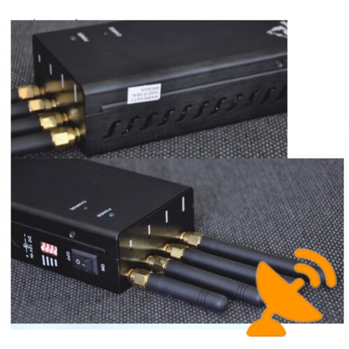 4 Antenna Handheld 3G Cell Phone & Wifi Jammer Blocker 20M - Click Image to Close