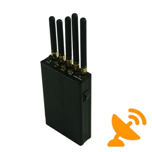 5 Antenna Portable CellPhone + GPS + Wifi Signal Jammer 15M - Click Image to Close