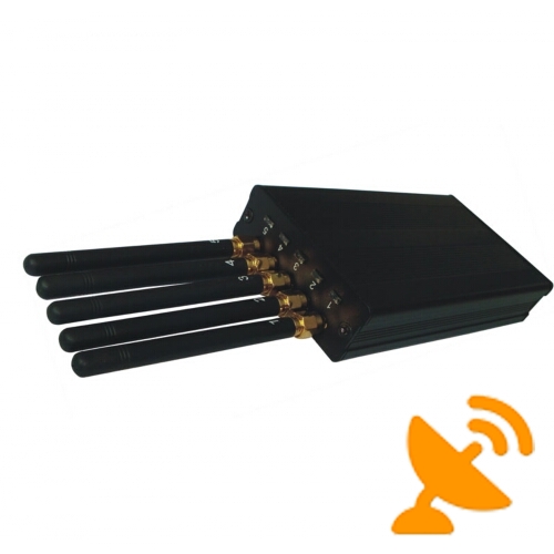 Portable 5 Antenna CellPhone + Wifi + GPS L1 Signal Jammer 15M - Click Image to Close