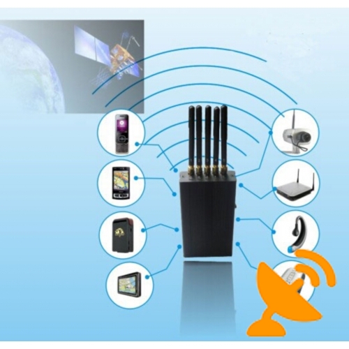 5 Antenna Portable Cell Phone + Wifi + GPS L1 Signal Jammer for TP-LINK 15M - Click Image to Close