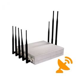 High Power 8 Antenna Cell Phone + GPS + Wifi + VHF UHF Jammer 50M