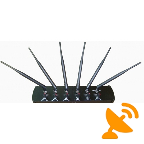 6 Antenna High Power Adjustable Cellphone Jammer Wifi GPS Jammer for School 50M - Click Image to Close