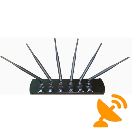 6 Antennas High Power Adjustable Cellphone Jammer Wifi GPS Jammer 50M - Click Image to Close