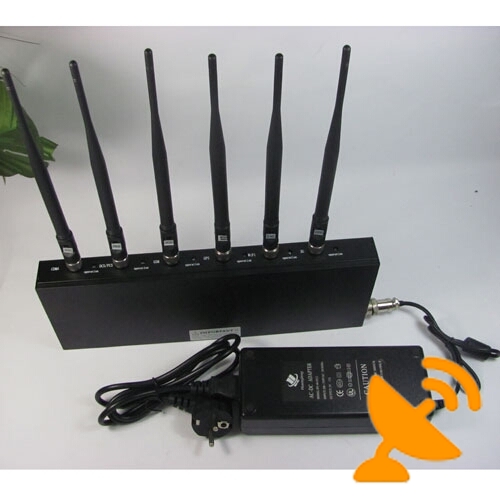 6 Antennas Desktop Cell Phone + GPS + Wifi Jammer Blocker 20M - Click Image to Close