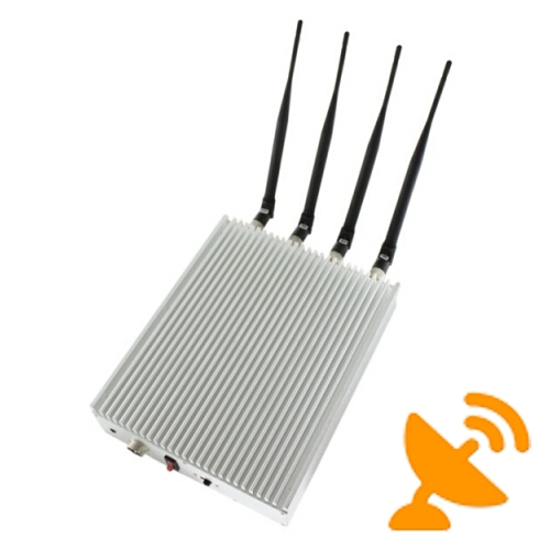 4 Antennas Adjustable + Remote Control 3G Cell Phone Jammer & WIFI Jammer 30M - Click Image to Close