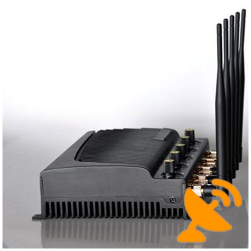5 Antenna Adjustable Cell Phone & Wifi & GPS Jammer Wall Mounted 40M - Click Image to Close