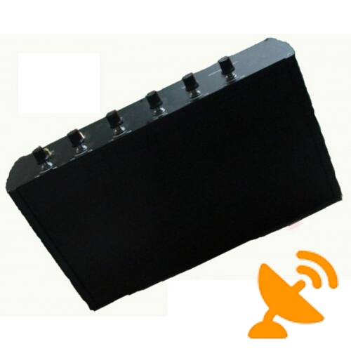 6 Antennas High Power Adjustable Cellphone Jammer Wifi GPS Jammer 50M - Click Image to Close