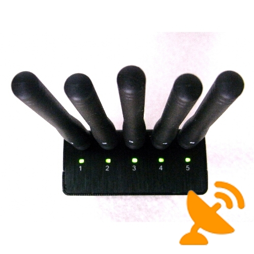 5 Antenna Portable 3G Mobile Phone Jammer + UHF Jammer + Wifi Blocker with Cooling Fan 20M - Click Image to Close