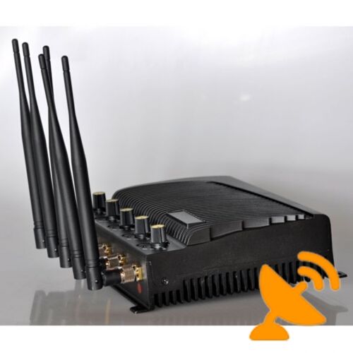 5 Antenna Adjustable Cell Phone & Wifi & GPS Jammer Wall Mounted 40M - Click Image to Close