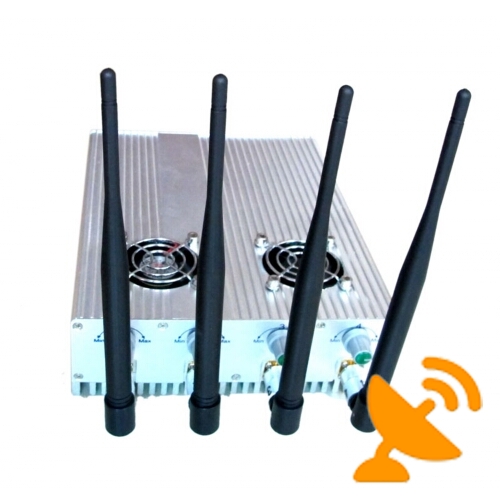 4 Antennas Adjustable + Remote Control Cell Phone Jammer with Cooling Fan 30M - Click Image to Close