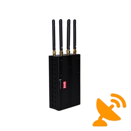 6 Antenna Handheld 4G Cell Phone & WIFI Jammer 15M - Click Image to Close