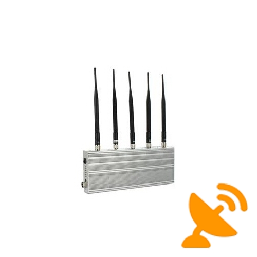5 Antenna UHF Audio Jammer 450-470 MHz + Cell Phone Blocker 20M - Click Image to Close