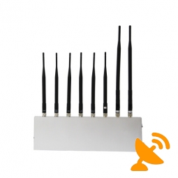 8 Antenna High Power Jammer Cell Phone + Wifi + GPS + VHF + UHF Jammer 40M