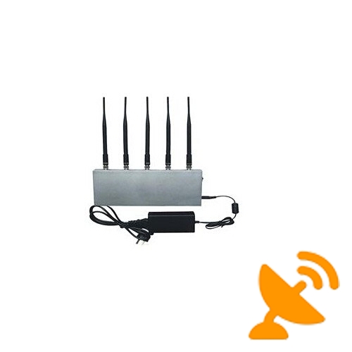 5 Antenna UHF Audio Jammer 450-470 MHz + Cell Phone Blocker 20M - Click Image to Close