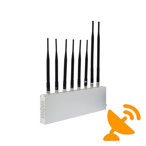 8 Antenna High Power Jammer Cell Phone & Wifi & GPS & VHF & UHF Jammer 40M - Click Image to Close