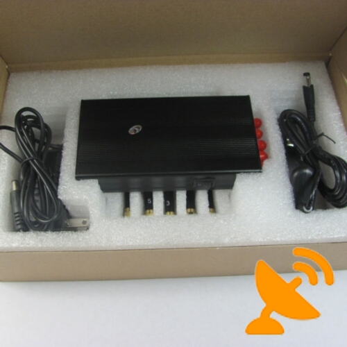 5 Antenna Portable Cell Phone & Wifi & GPS L1 Signal Jammer Blocker 15M - Click Image to Close