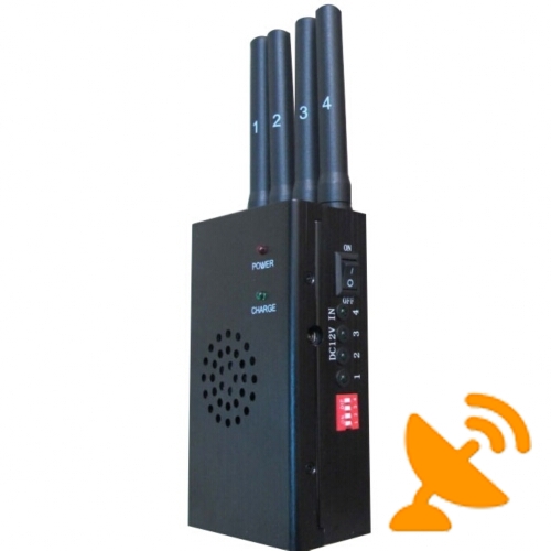 4 Antenna Handheld Cell Phone & Wifi 2.4G Jammer with Cooling Fan 15M - Click Image to Close