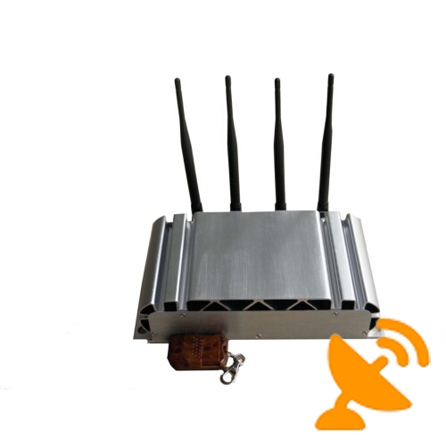 4 Antennas Adjustable Cell Phone Jammer with Remote Control 40M - Click Image to Close