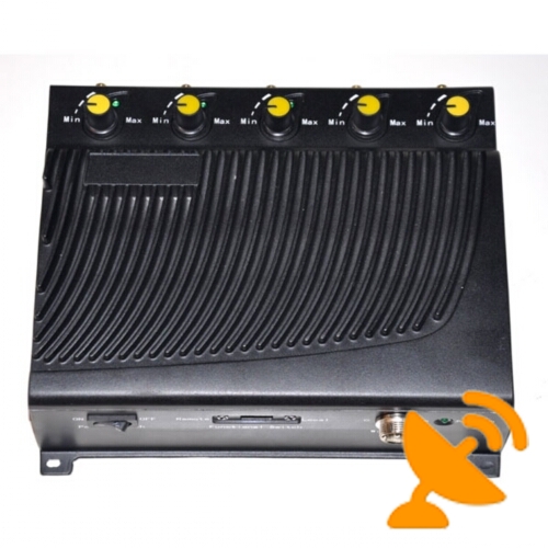 5 Antenna Wall Mounted Adjustable Cell Phone & Wifi & GPS Jammer 40M - Click Image to Close
