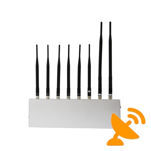 8 Antenna High Power Jammer Cell Phone + Wifi + GPS + VHF + UHF Jammer 40M - Click Image to Close