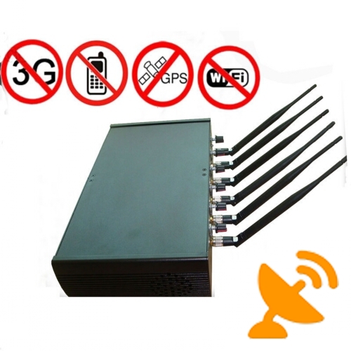 6 Antenna High Power Adjustable Cellphone Jammer Wifi GPS Jammer for School 50M - Click Image to Close