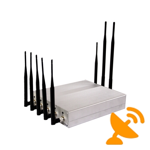 High Power 8 Antenna Cell Phone + GPS + Wifi + VHF UHF Jammer 50M - Click Image to Close