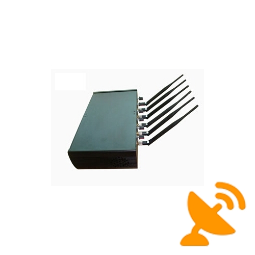 6 Antennas High Power Adjustable Cellphone Jammer Wifi GPS Jammer 50M - Click Image to Close