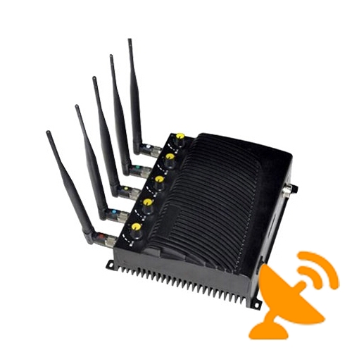 5 Antenna Wall Mounted Adjustable Cell Phone & Wifi & GPS Jammer 40M - Click Image to Close