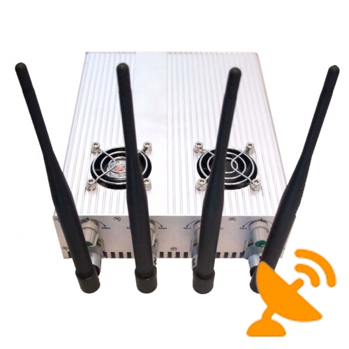 4 Antennas Adjustable + Remote Control Cell Phone Jammer with Cooling Fan 30M - Click Image to Close