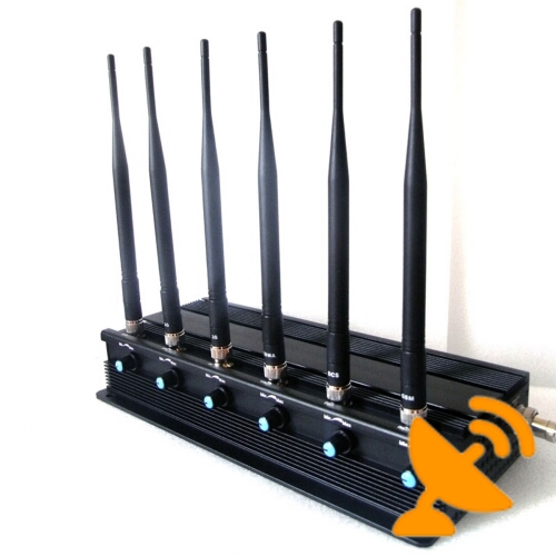 6 Antenna Adjustable High Power 3G 4G(Lte + Wimax) Cell Phone Jammer 40M - Click Image to Close