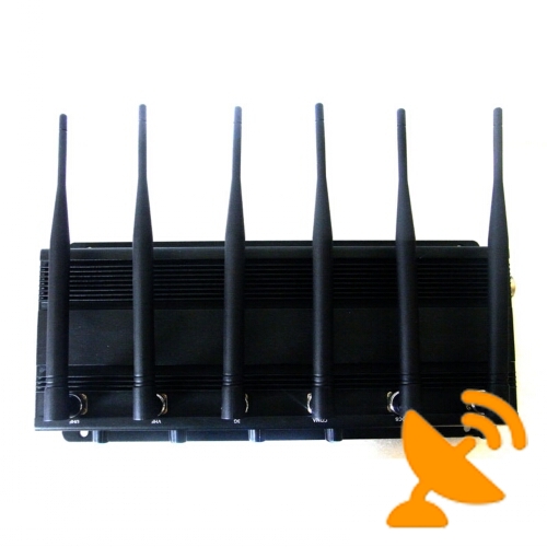 6 Antenna Safe Adjustable High Power Desktop Cell Phone + WIFI + RF Jammer 50M - Click Image to Close
