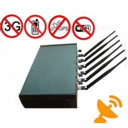 6 Antenna High Power Adjustable Cellphone Wifi GPS Jammer 50M