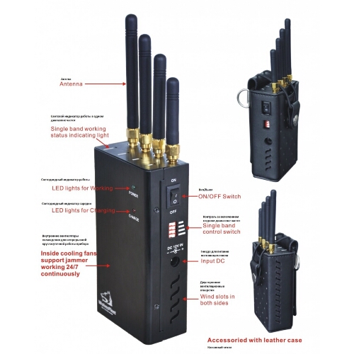 4 Antenna Handheld 3G Cell Phone & Wifi Jammer Blocker 20M