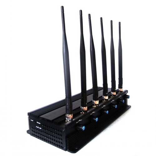 6 Antenna Safe Adjustable High Power Desktop Cell Phone + WIFI + RF Jammer 50M