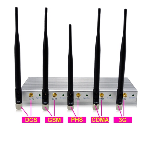 3G GSM CDMA DCS PHS Cellphone Jammer with Remote Control 30M